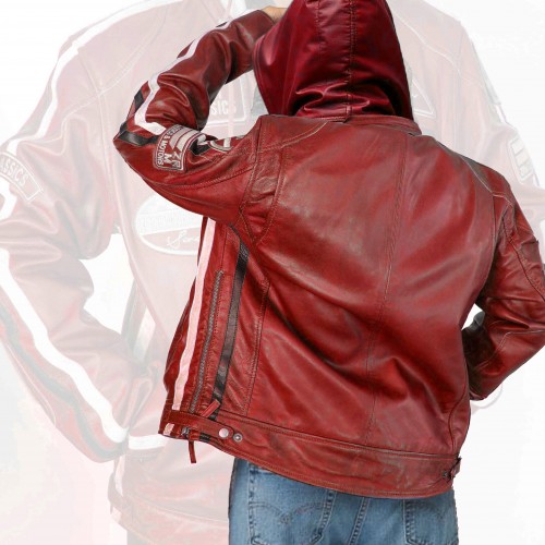 Veste en cuir avec patchs - BOLLWO