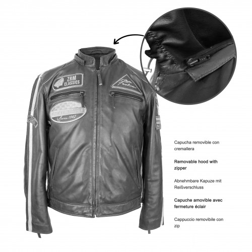 Veste en cuir avec patchs - BOLLWO