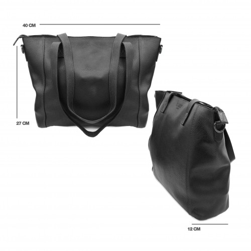Sac en cuir avec fermeture éclair et double poignée 27x40x12 cm YOURS
