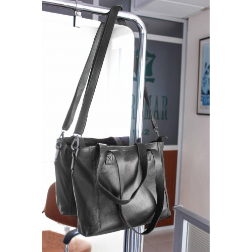 Sac en cuir avec fermeture éclair et double poignée 27x40x12 cm YOURS