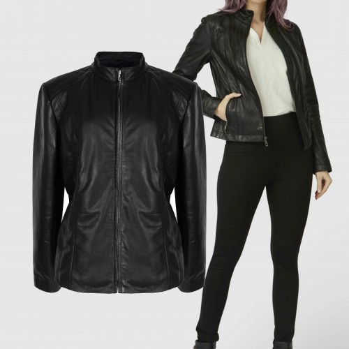 Veste en cuir avec fermeture éclair Grandes tailles - ODISEY