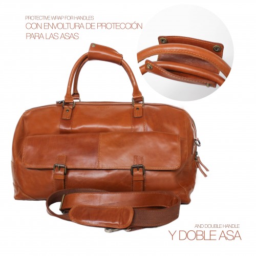 Grand sac de voyage en cuir 28x49x24 cm DECOX