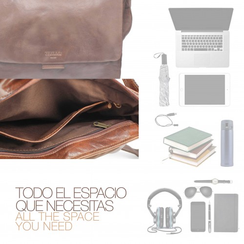 Porte-documents multi-espaces en cuir 28x40x8 cm LOCRA