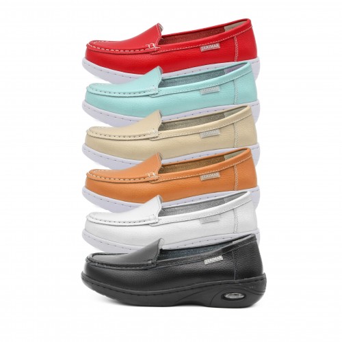 Mocassins en cuir confortables avec chambre à air et semelle intérieure confort