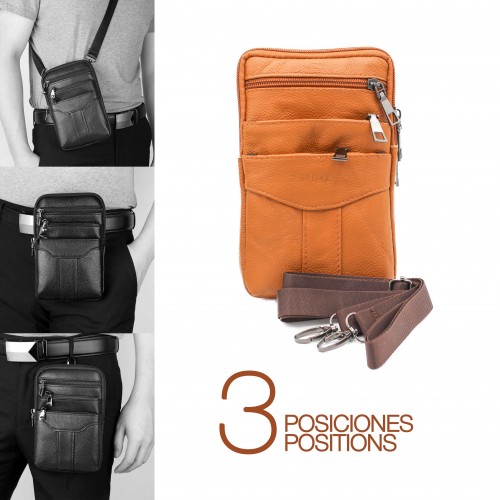 Sac bandoulière en cuir modèle BLOKI 18x12x4 cm