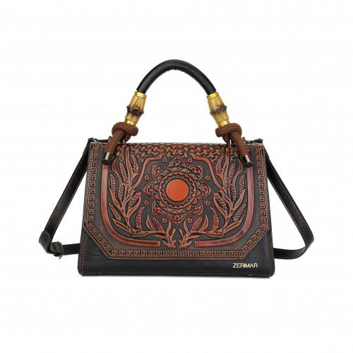 Sac en cuir gravé avec...