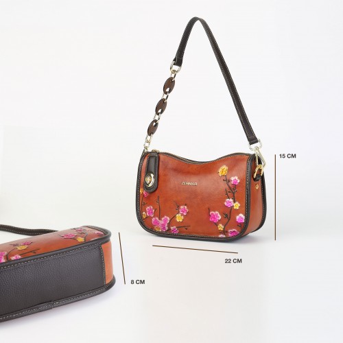 Sac en cuir gaufré avec anse courte réglable 22x15x8 cm BOKETTO