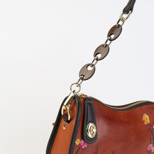Sac en cuir gaufré avec anse courte réglable 22x15x8 cm BOKETTO