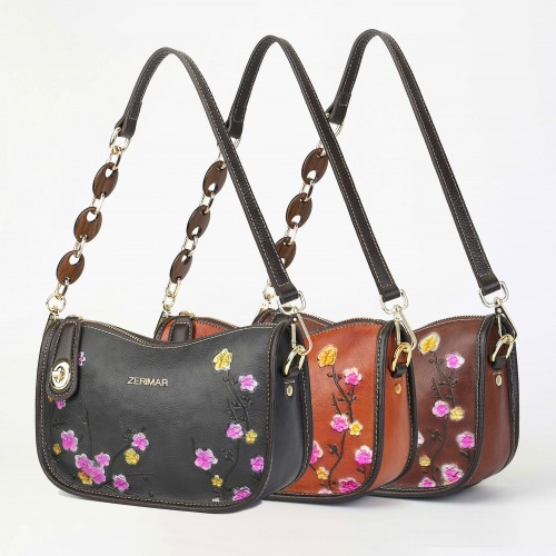 Sac en cuir gaufré avec anse courte réglable 22x15x8 cm BOKETTO