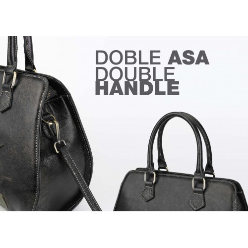 Sac en cuir gravé avec double poignée 29,5x25x13 cm OMORI