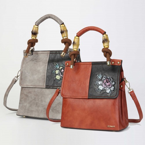 Sac en cuir gravé avec double poignée 27x26x12 cm HORIZON