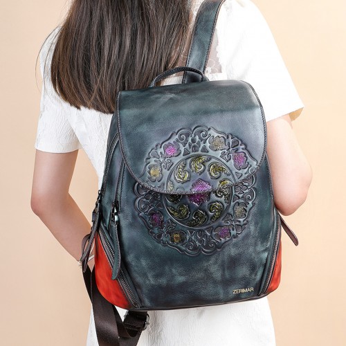 Sac à dos en cuir avec fermetures éclair 23x32x15 cm EXOTIC