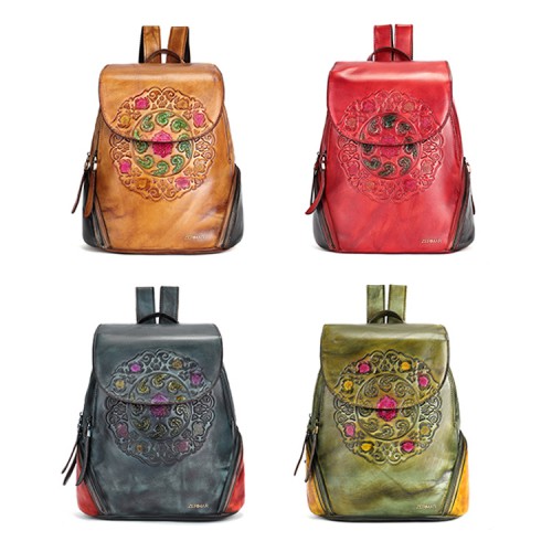 Sac à dos en cuir avec fermetures éclair 23x32x15 cm EXOTIC