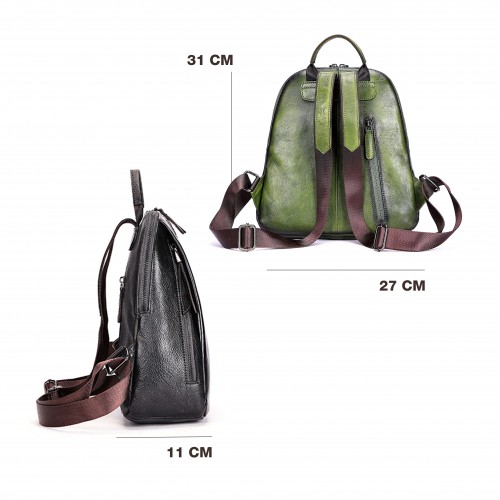 Sac à dos en cuir avec fermetures éclair 26x31x11 cm VUELVE