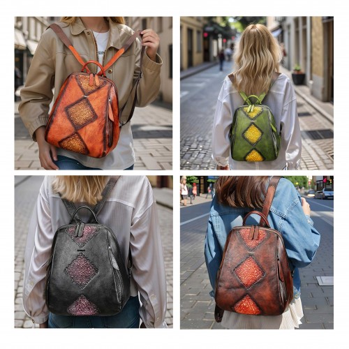 Sac à dos en cuir avec fermetures éclair 26x31x11 cm VUELVE