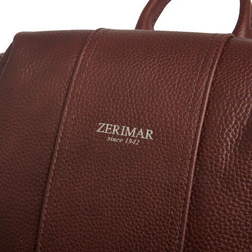 Sac à dos en cuir avec fermetures éclair 24x34x16 cm CACAO