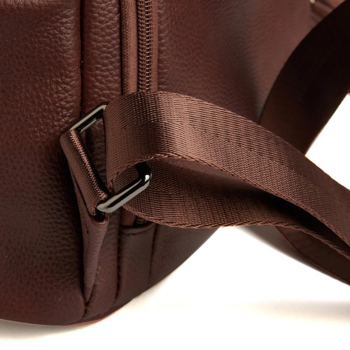 Sac à dos en cuir avec fermetures éclair 24x34x16 cm CACAO
