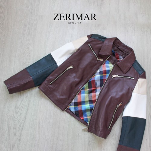 Veste en cuir multicolore modèle TAIR