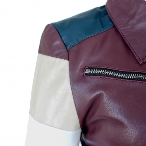 Veste en cuir multicolore modèle TAIR