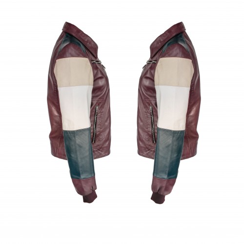Veste en cuir multicolore...