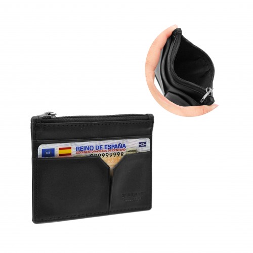 Porte-cartes en cuir avec fermeture éclair modèle DEGRA 8x11 cm