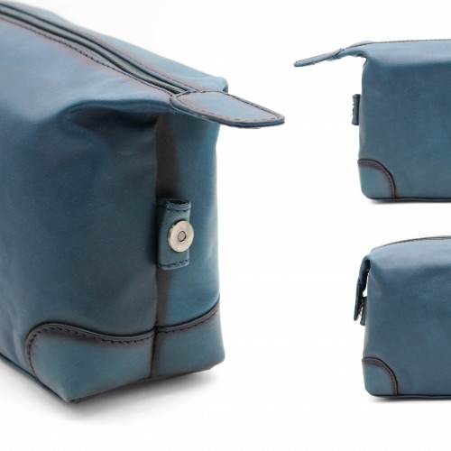 Trousse de toilette en cuir avec fermeture éclair 15x22x8 cm OCEAN&APACHE