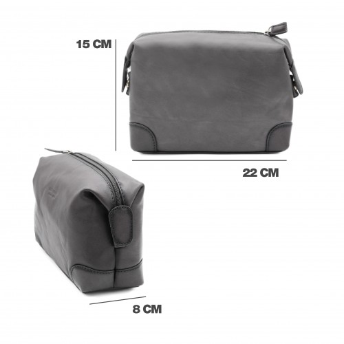 Trousse de toilette en cuir avec fermeture éclair 15x22x8 cm OCEAN&APACHE