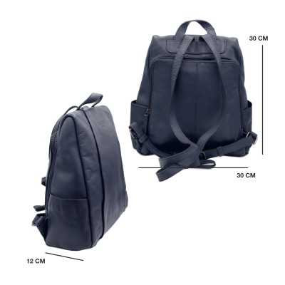 Sac à dos en cuir naturel avec fermeture arrière antivol 30x30x12 cm