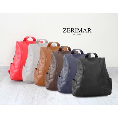 Sac à dos en cuir naturel avec fermeture arrière antivol 30x30x12 cm