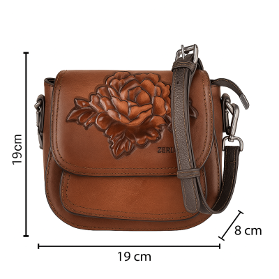 Sac en cuir embossé 19x19x8 cm ROSAE