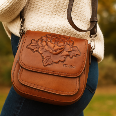 Sac en cuir embossé 19x19x8 cm ROSAE