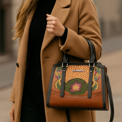 Sac à main en cuir à double anse 23x25x10 cm BUCLE