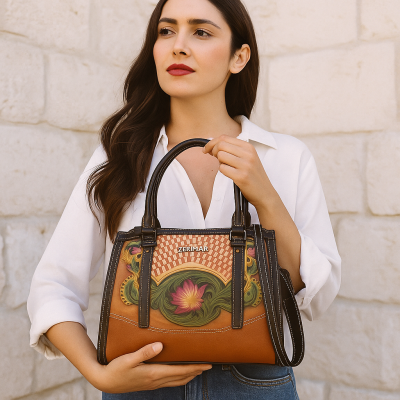Sac à main en cuir à double anse 23x25x10 cm BUCLE