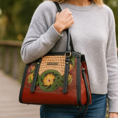 Sac à main en cuir à double anse 23x25x10 cm BUCLE