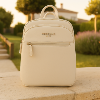 Sac à dos en cuir naturel 26x20x9 cm LISSE