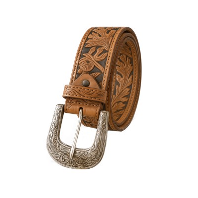 Ceinture en cuir embossé 38 mm modèle FOLK