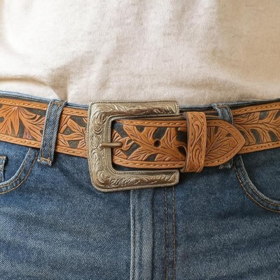 Ceinture en cuir embossé 38 mm modèle FOLK