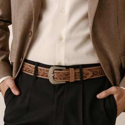 Ceinture en cuir embossé 38 mm modèle NASHVILLE