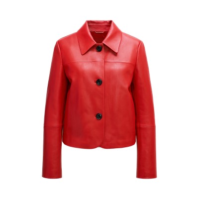 Veste en cuir boutonnée avec col classique BELLY