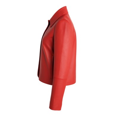 Veste en cuir boutonnée avec col classique BELLY