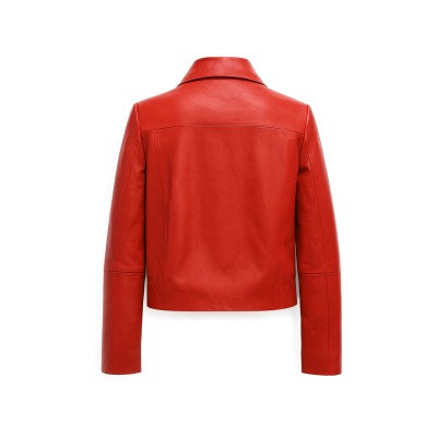 Veste en cuir boutonnée avec col classique BELLY