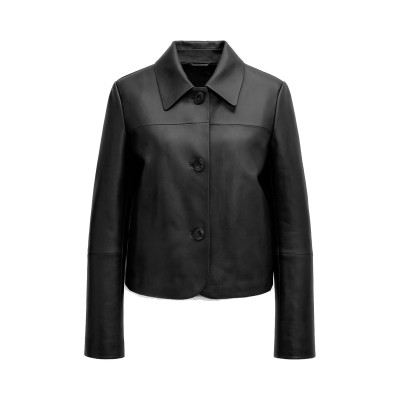 Veste en cuir boutonnée avec col classique BELLY