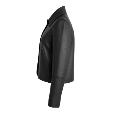 Veste en cuir boutonnée avec col classique BELLY