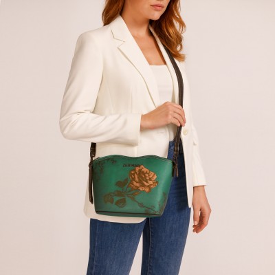 Sac bandoulière en cuir 21x19x10 cm ROSE