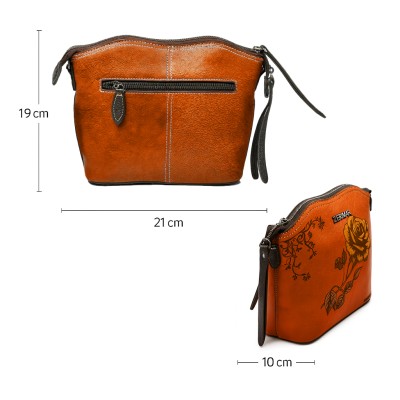 Sac bandoulière en cuir 21x19x10 cm ROSE