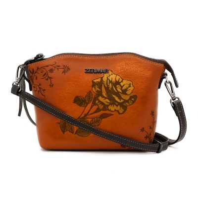 Sac bandoulière en cuir 21x19x10 cm ROSE