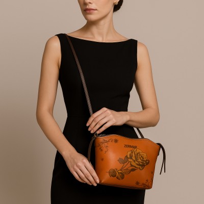 Sac bandoulière en cuir 21x19x10 cm ROSE