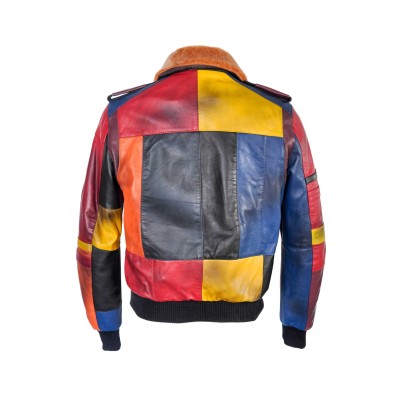 Chaqueta patchwork multicolor con cuello desmontable
