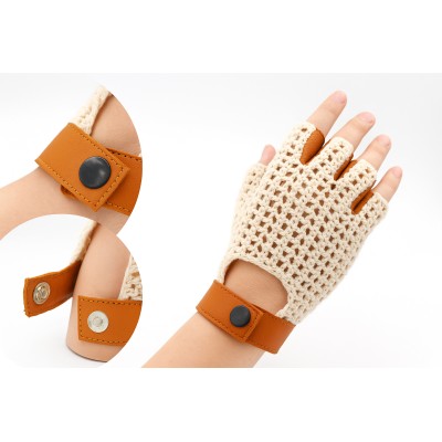 Gants en cuir sans doigts avec crochet pour conductrices