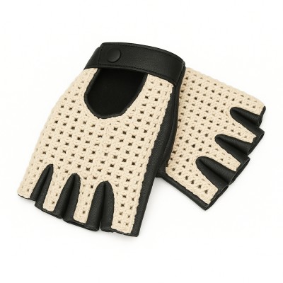 Gants en cuir sans doigts avec crochet pour conductrices